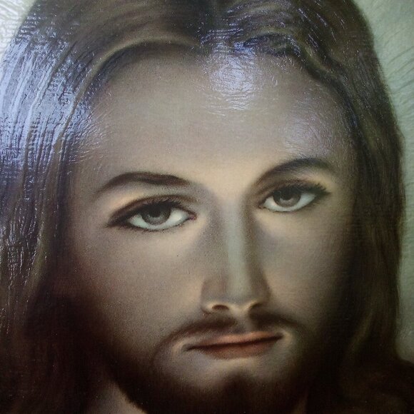 Vintage 60s Jesus Christ Sacred Heart Christian Religious Portrait Framed - Picture 2 of 7